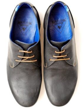 RARE John Fluevog CBC Radio Leather Shoes Size 11 Black Designer Lace-Up